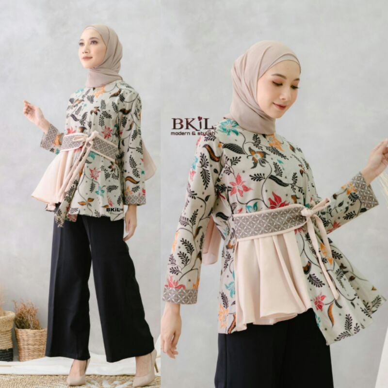 tey-17 Batik wanita ASJ SA HRB026 Kenongo Kemeja Tosca Pendek-New prodac cream