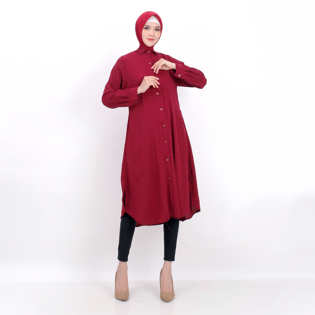 Long Tunik Bentuk Oval Kringkle 808 Busui Tersedia 3 Kantong Kiri Kanan