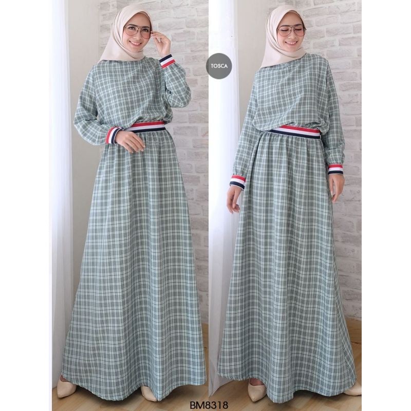 READY UP GAMIS CANTIK RIBBY SQUARE FIT TO XL GAMIS WANITA DRESS MUSLIM FASHION - COKELAT MUDA, FIT