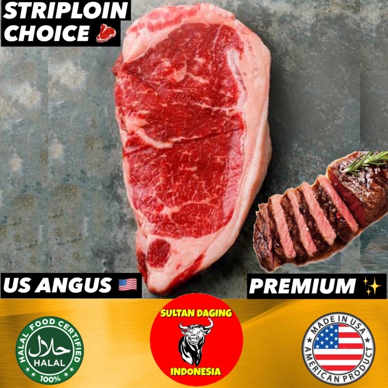 

USDA STRIPLOIN CHOICE PREMIUM ANGUS BEEF 240 GRAM IMPORT DARI USA/ STRIPLOIN USDA/ US CHOICE STEAK/ USDA CHOICE