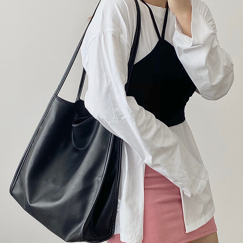 FINOM SCHERIE - Tote Bag Wanita Korean Style Black Spon