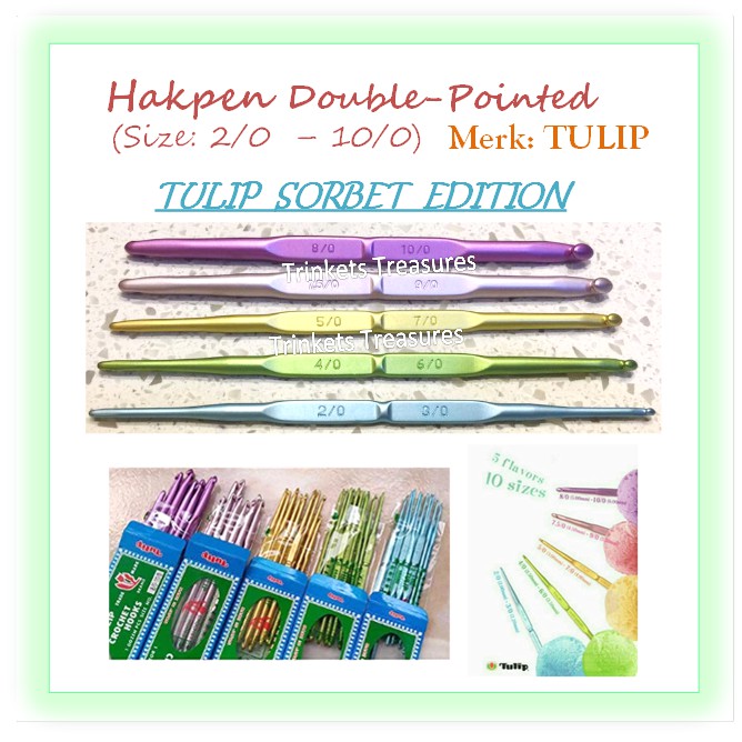 Hakpen Tulip Sorbet double pointed – Jarum Rajut Crochet Hook aluminium aluminum warna warni pastel