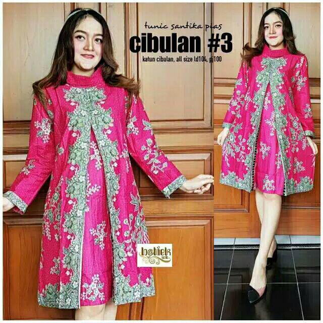Batik Tunik Santika Pias Cibulan 3 Kekinian Seragam Kantor Muslim