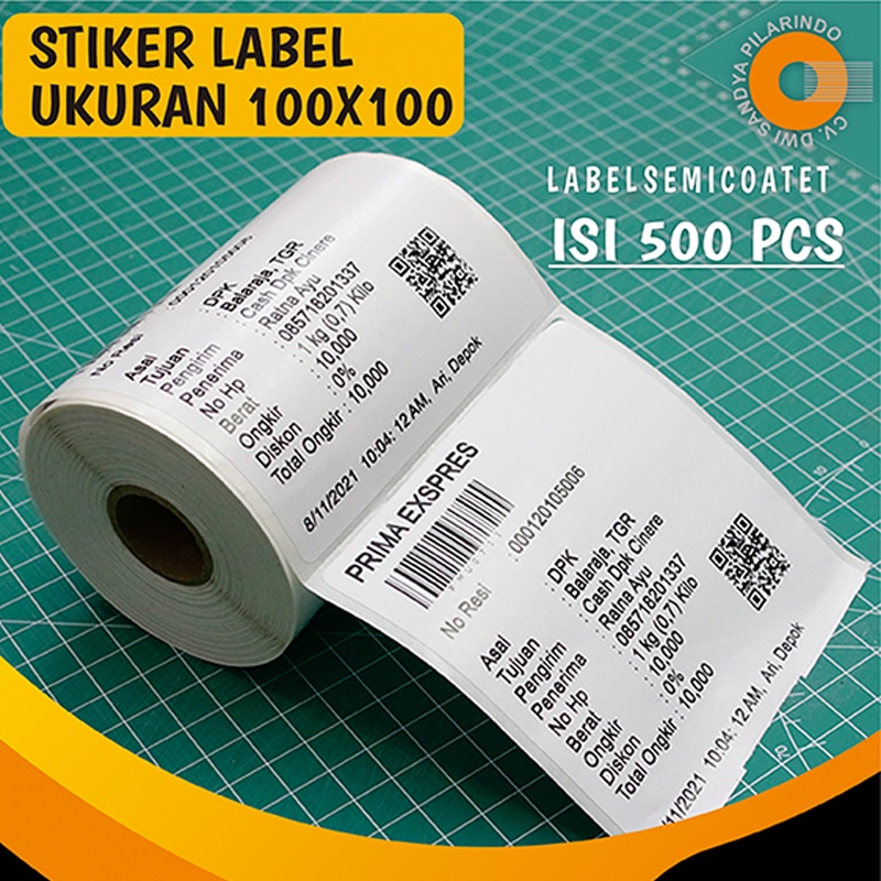 

LABEL STIKER BARCODE 100 X 100 MM STICKER SEMICOAT 100X100 MM - 500 PC