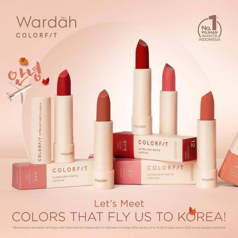 WARDAH Colorfit Ultralight Matte Lipstick 3.6g ( lipstik mate wardah )