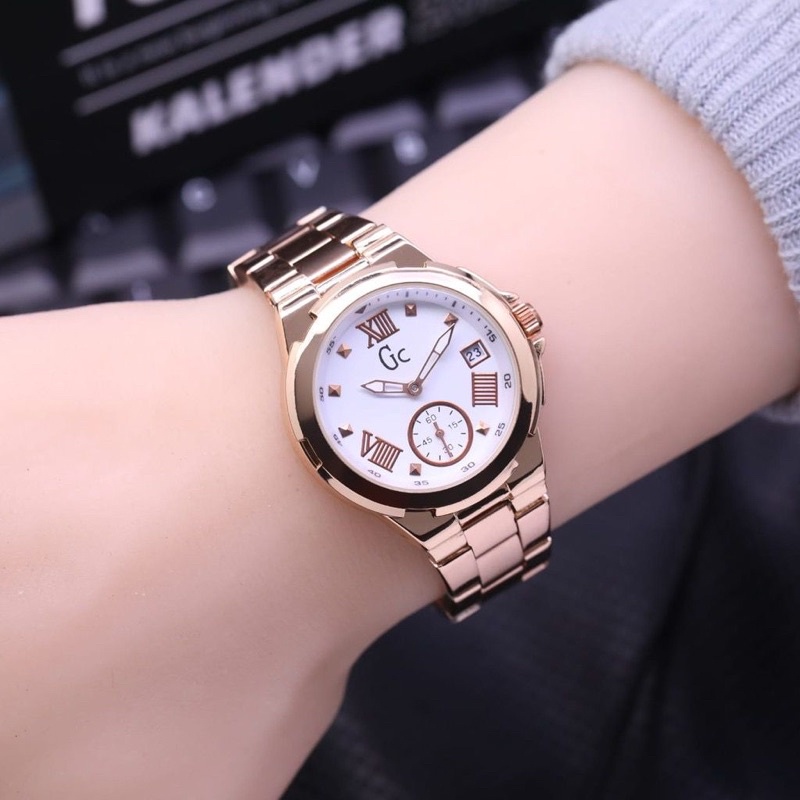 TERLARIS Promo Jam Tangan Wanita Guess Collection GC Detik Tanggal Aktif Tali Rantai Fashion Cewek