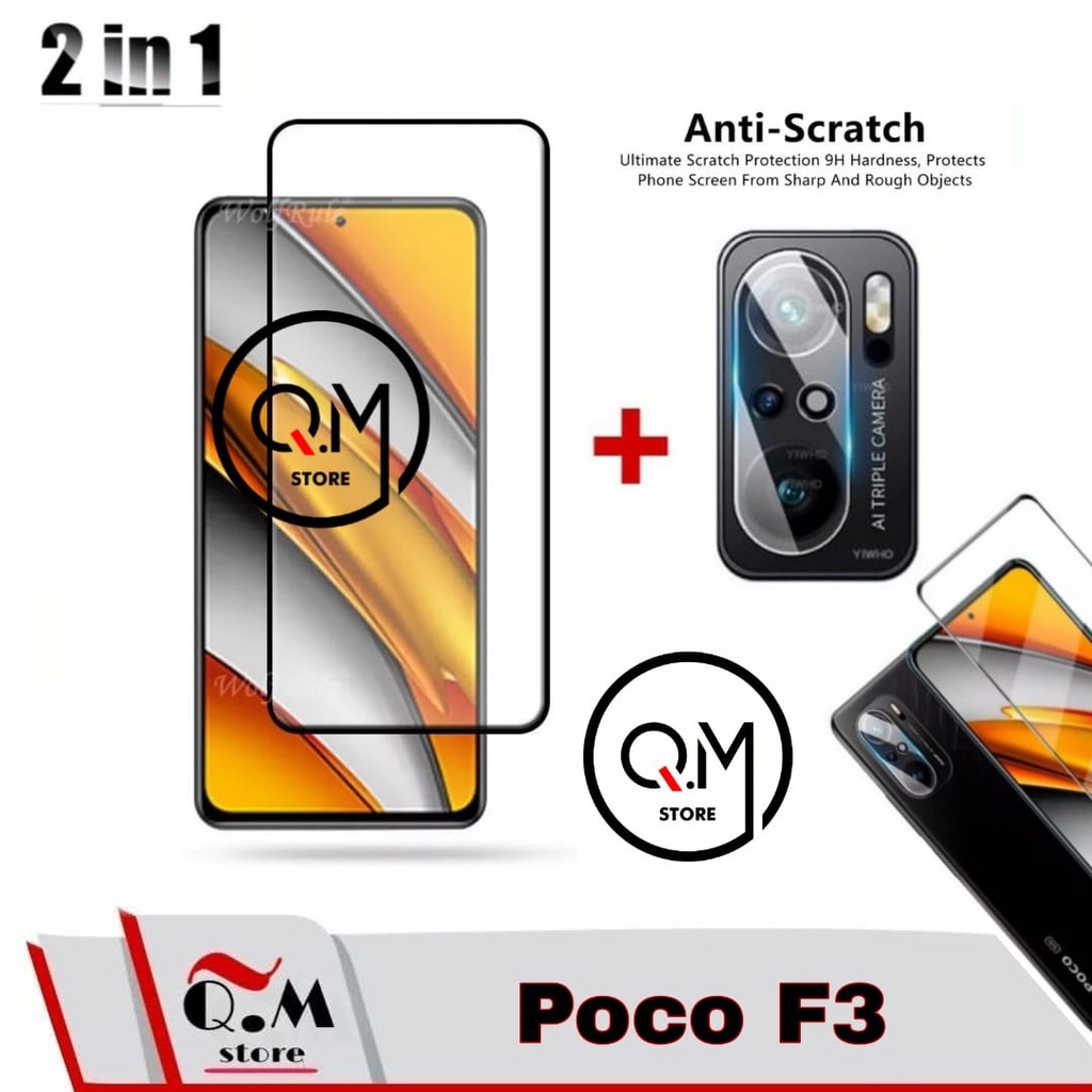 PROMO 2IN1 Tempered Glass Xiaomi Poco F3 Screen Guard High Quality Pelindung Layar POCO F3