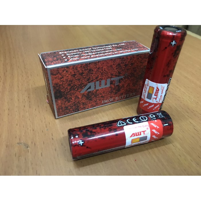Baterai AWT Red Black 18650 3.7V Baterai Vape AWT 3000Mah New