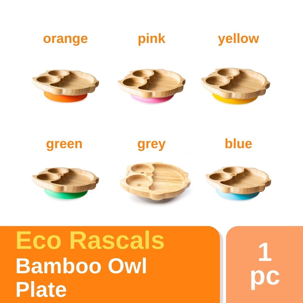 Eco Rascals Bamboo Owl Plate With Suction
