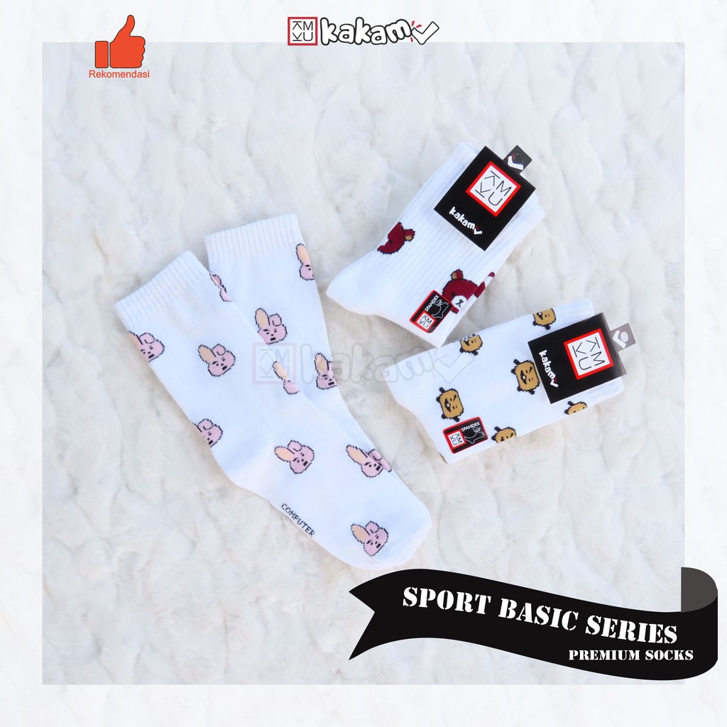 Kakamu Kaos Kaki Sport Basic Panjang  Wanita/ Sport Sebetis/ karakter BTS