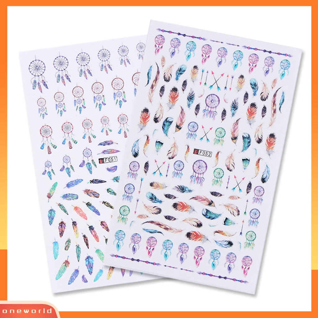 (ONWO) Stiker Kuku Motif Bulu Dream Catcher Cantik