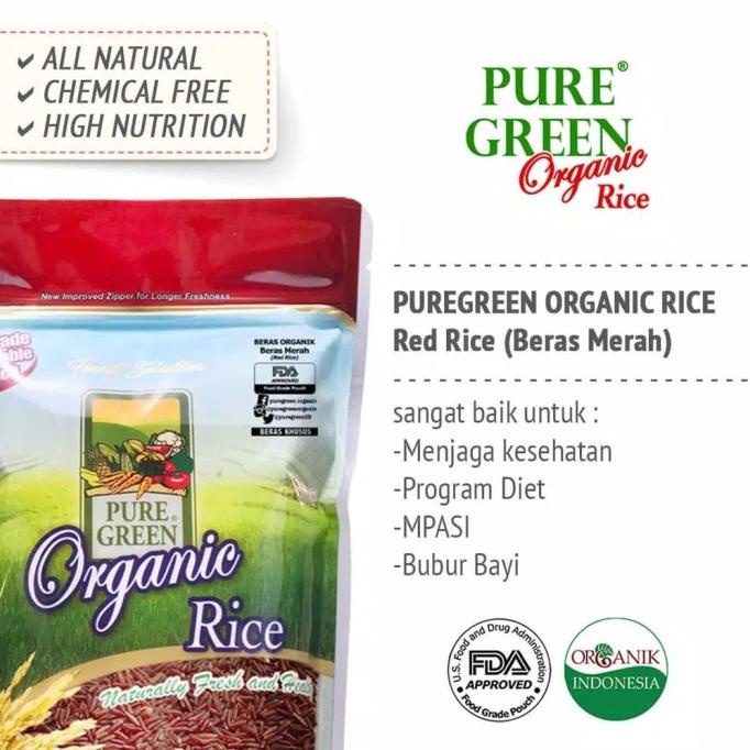 

Puregreen Organic Rice Beras Organik Beras Merah - paket 2 x 1 kg
