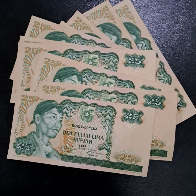 uang kuno 25 rupiah sudirman gress 1968