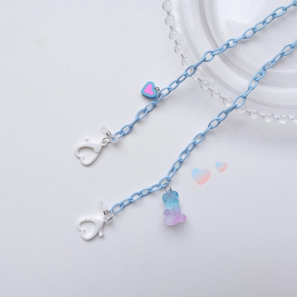 Lily Rantai Kacamata Warna Jelly Beruang Lanyard Cord Kalung Tali Leher Akrilik Penahan Kacamata