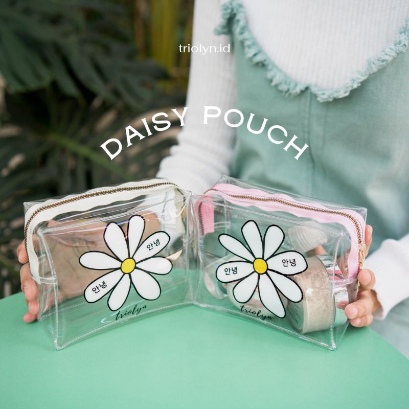 DAISY POUCH TRANSPARAN ( pouch makeup, organizer)