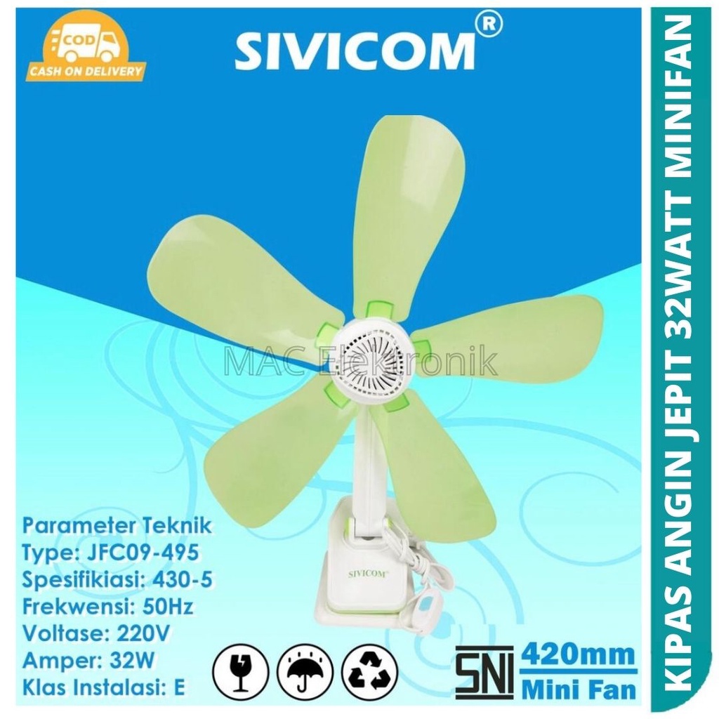 KIPAS ANGIN JEPIT MINIFAN 32watt - SIVICOM SNI KIPAS ANGIN SIVICOM