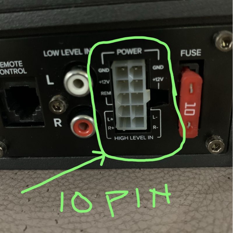 kabel soket subwoofer kolong aktif merk LM audio seri LM-80s 10pin