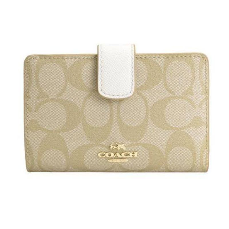 COACH MEDIUM CORNER ZIP WALLET LIGHTER KHAKI CHALK(F31497)