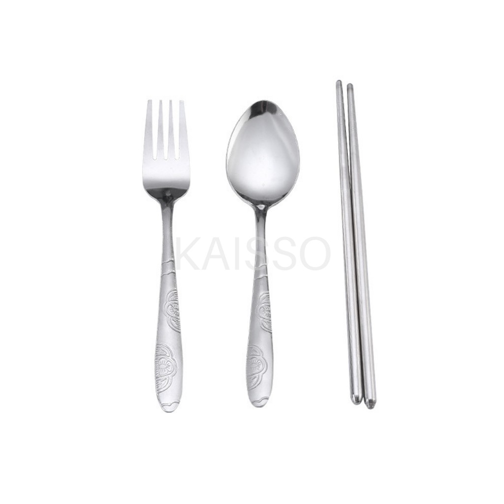 KAISSO - 4IN1 SENDOK SET TRAVEL STAINLESS / CUTLERY DINNERWARE PORTABLE GARPU SUMPIT SET