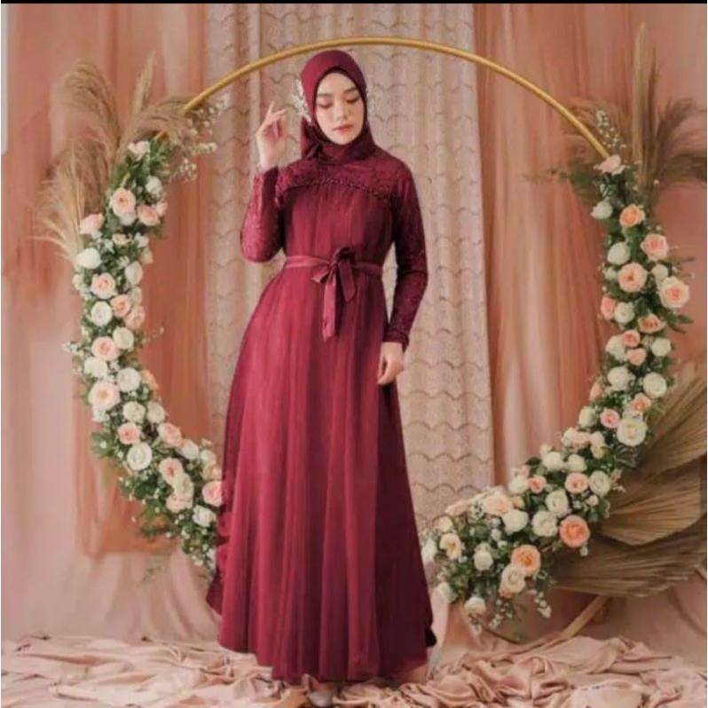 Gamis Pesta  Muslim Wanita Kekinian Size M -  L - XL-  XXL  10 Variasi Warna