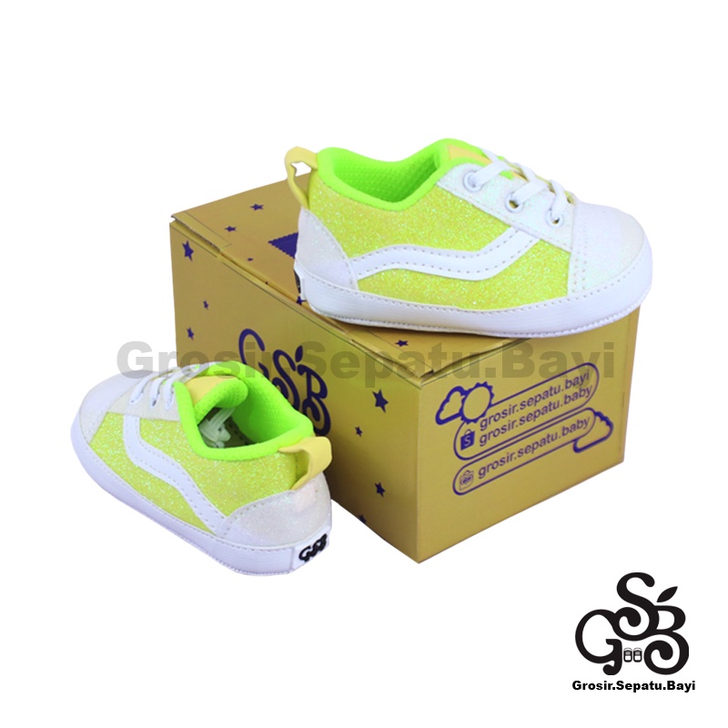 sepatu bayi baby shoes prewalker perempuan newborn umur 2 - 12 bulan model glitter oldskool