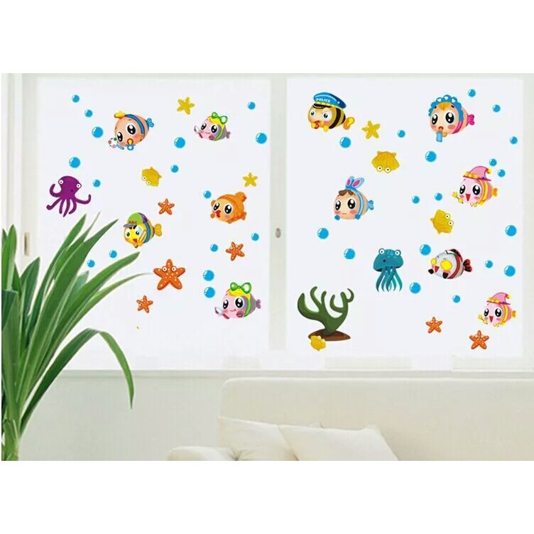 RELIZA WALLSTICKER / Stiker Dinding 60X90 FISH IKAN / WALL STICKER AY1933 Hiasan Dinding