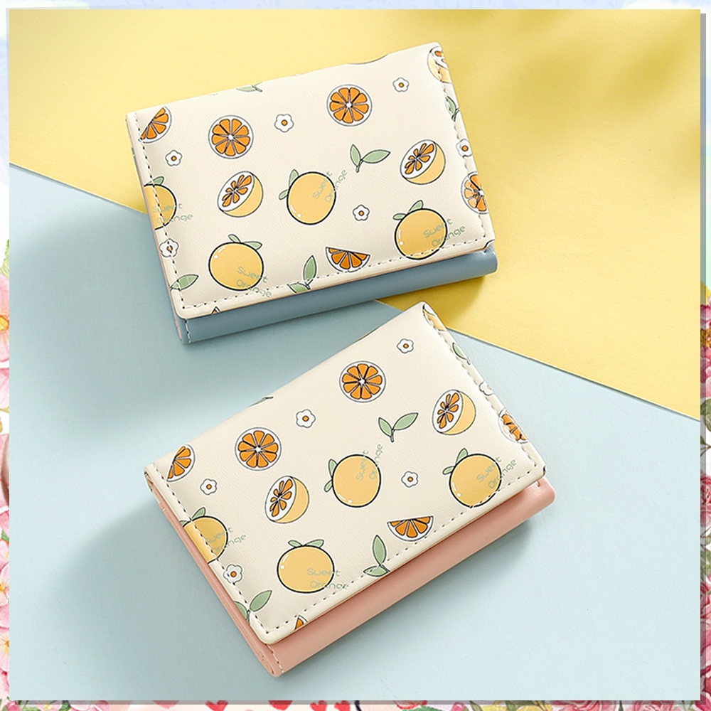 Dompet motif buah lucu Dompet Wanita Kecil Kartu Bahan Kulit PU Leather Premium Y8403