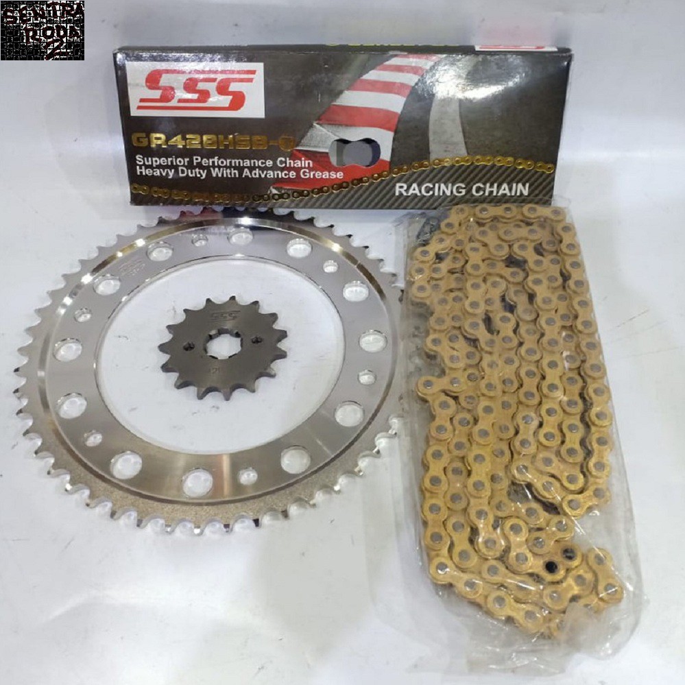 Komplet Gear Set SSS 428 KLX / CRF 150 Ukuran Gir Depan 14-15 Belakang 51-55 Rantai 428-140