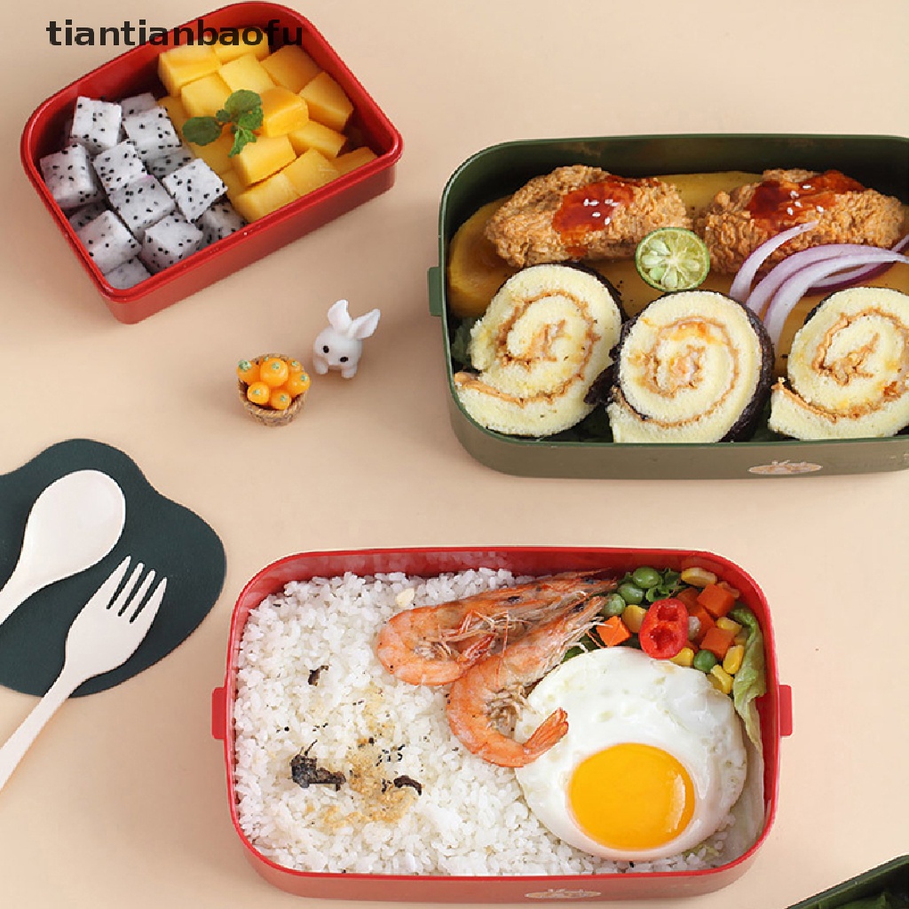 Kotak Makan Siang Bento Portabel Bahan Plastik Untuk Piknik