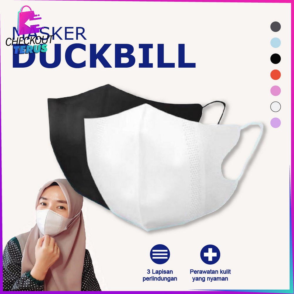 CT C278 Masker Duckbil Warna Isi 50Pcs Masker Dewasa Duckbill Masker Earloop 3 Ply Aksesoris Fashion