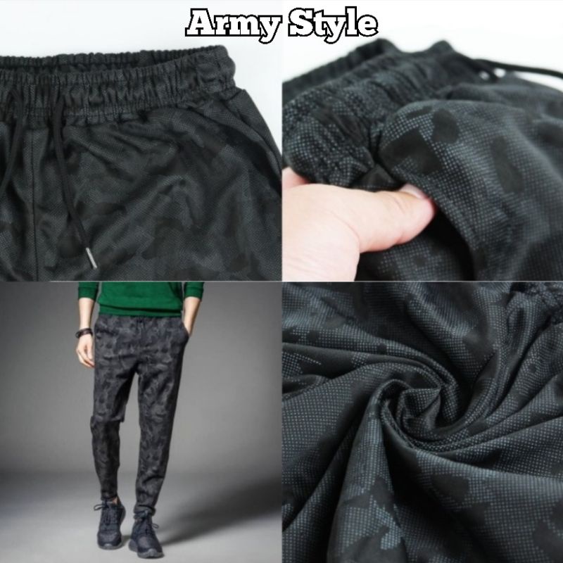 Celana Jogger Army Panjang Pria Training Olahraga Lari Gym Joger Cowok Motif Loreng Big Bigsize Size