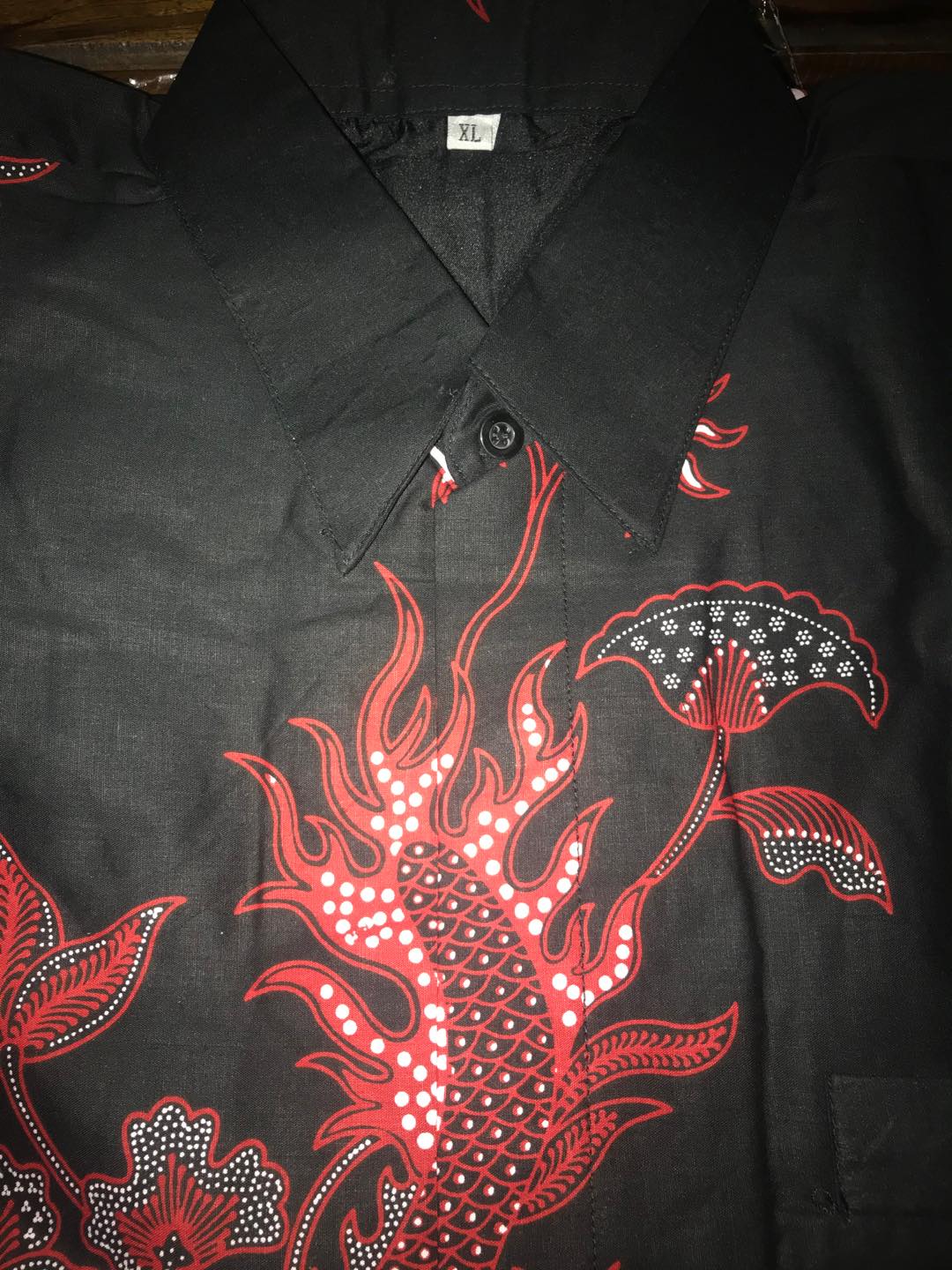 Batik Solo Naga Merah Panjang Kemeja Pria Katun Halus Sragenan Full Furing