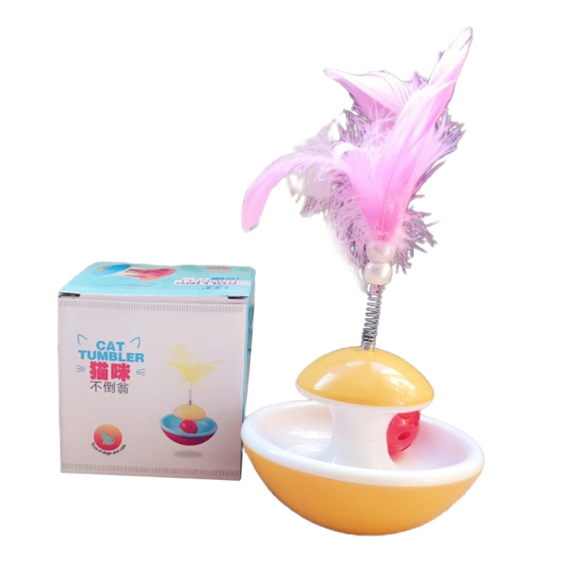 Mainan Tumbler Bulu Warna-Warni Tahan Jatuh Untuk Kucing