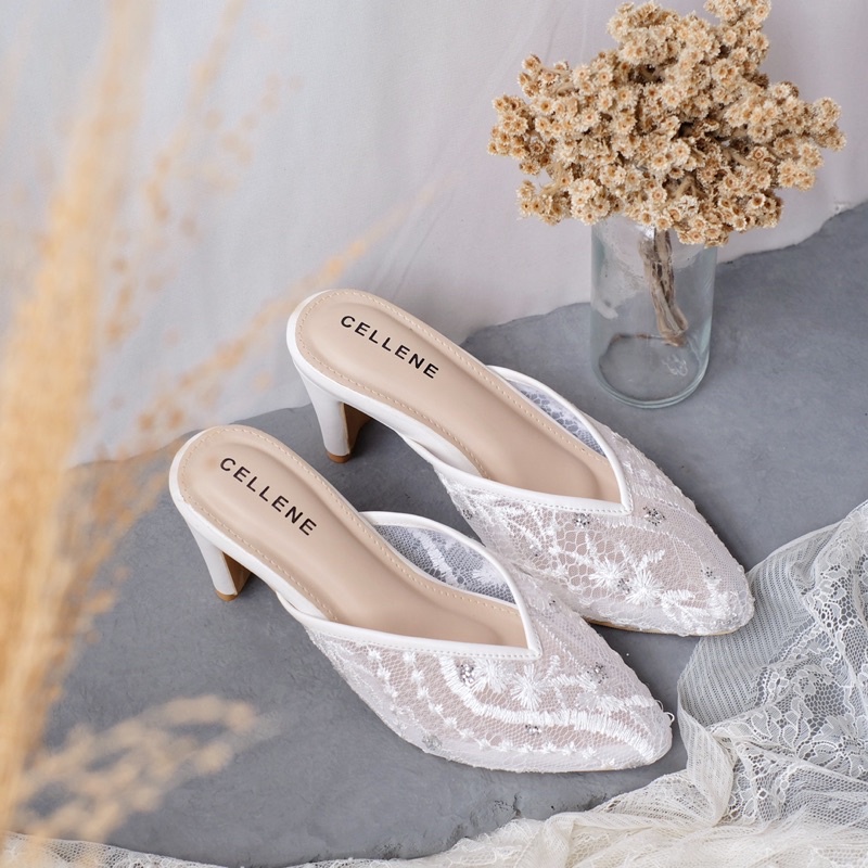 CELLENE Velo Lace Heels / brukat heels wanita 7cm wedding shoes