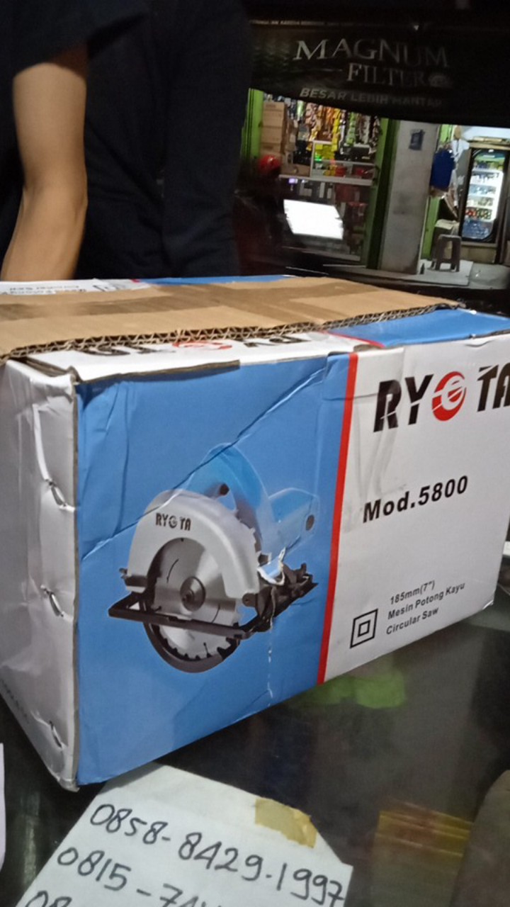 Ryota Mesin Circular Saw Gergaji Potong Kayu Listrik 7 M5800 Free Mata Kec 180mm X 24t Japan