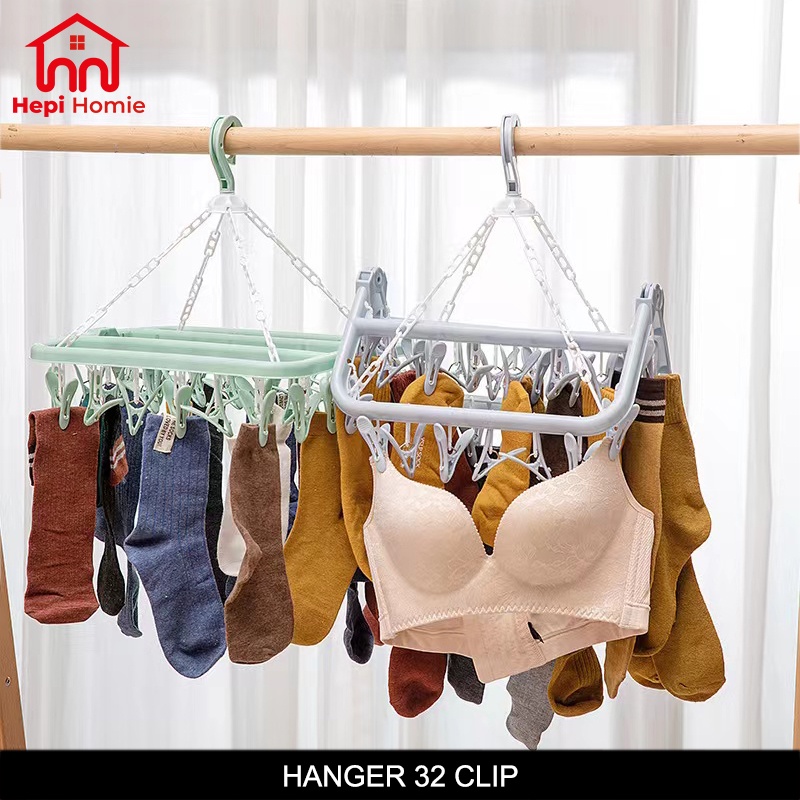 [HH] HANGER 32 JEPITAN / GANTUNGAN PENJEPIT JEMURAN BAJU BAYI PAKAIAN DALAM MULTIFUNSGI CLIP