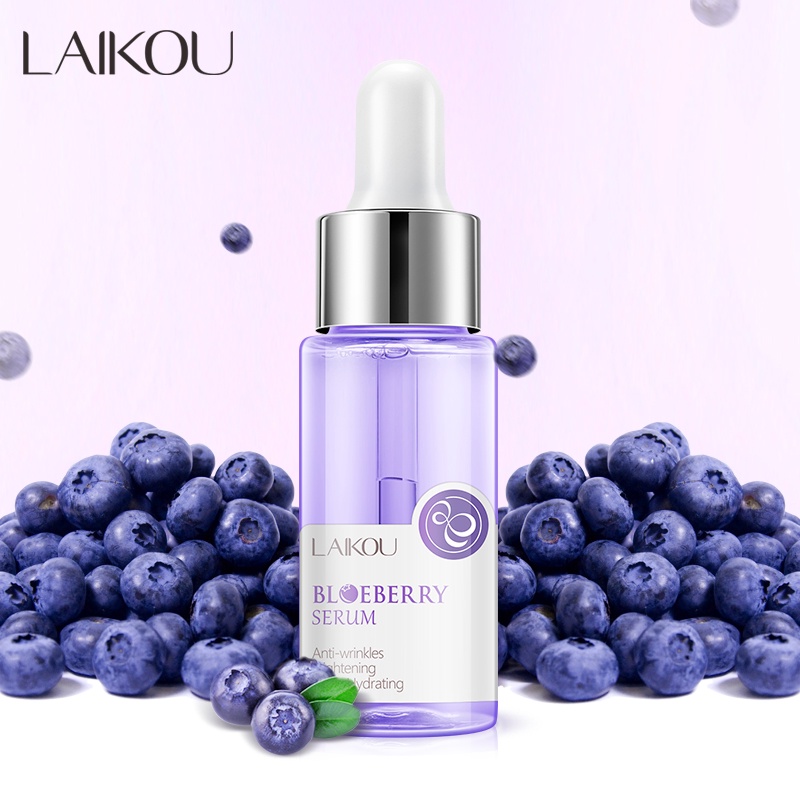 LAIKOU Blueberry Facial Serum Anti Keriput Mencerahkan Esensi Lembut 17ml