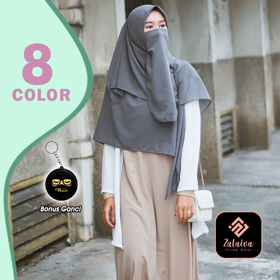 Khimar Set Cadar / Hijab Segiempat Syari set Cadar tali 2 Layer Jilbab Panjang