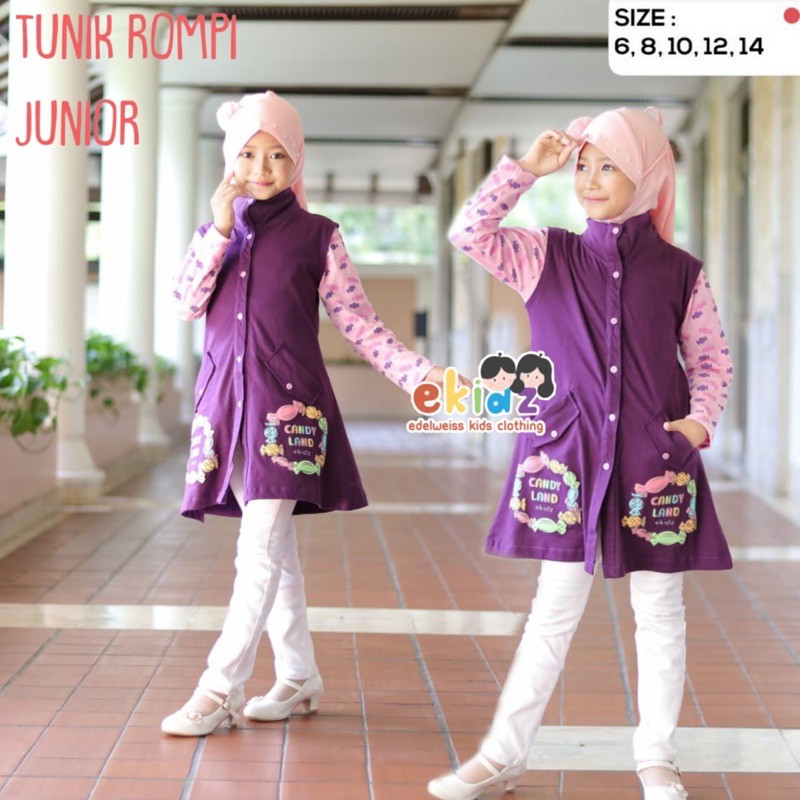 (BISA COD)TUNIK ROMPI EKIDZ/TUNIK ROMPI ANAK CEWE 2in1/tunik ekidz/tunik anak 2in1/tunik anakbranded
