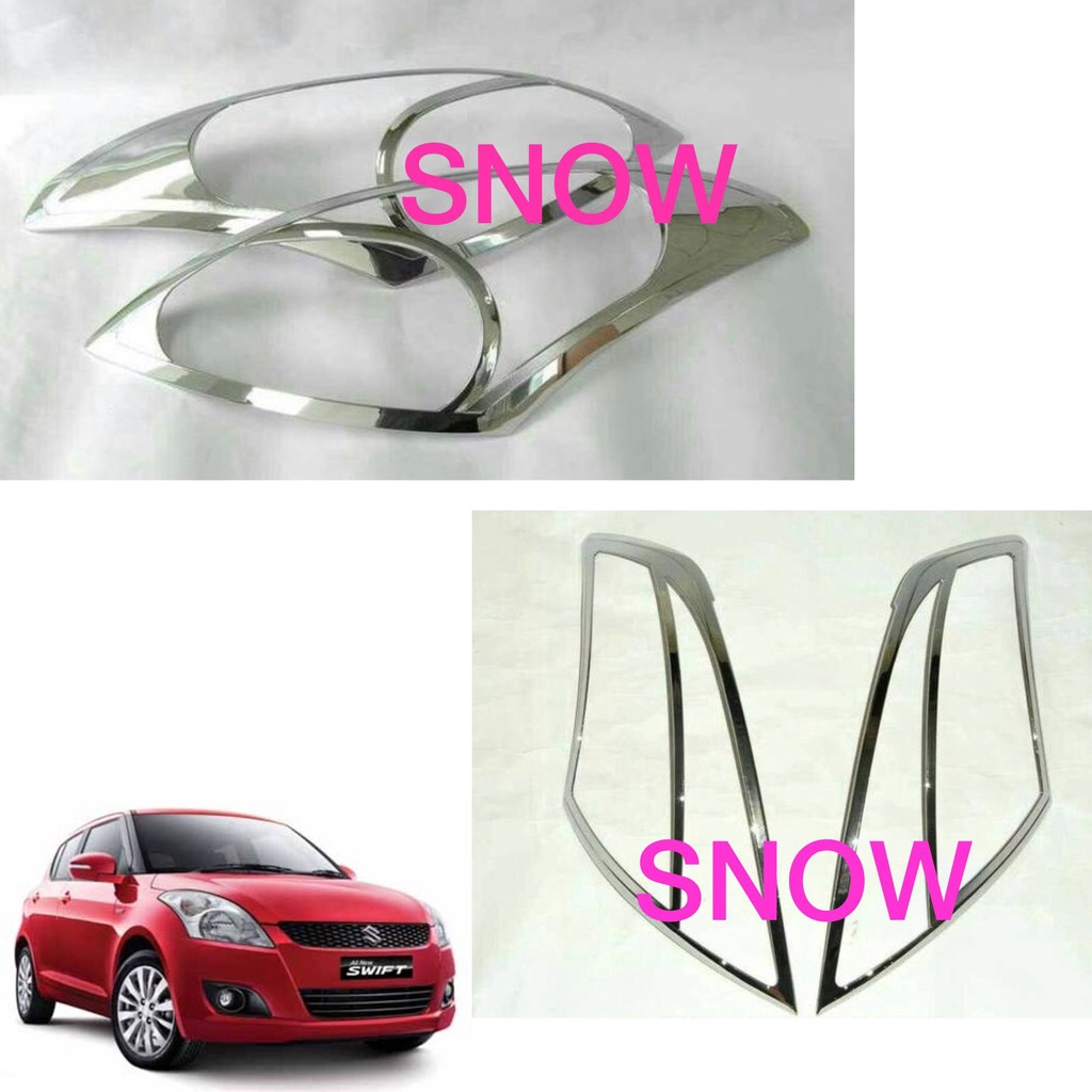 Paket Garnish Lampu Depan Belakang All New Swift 2012 2015 UP Chrome