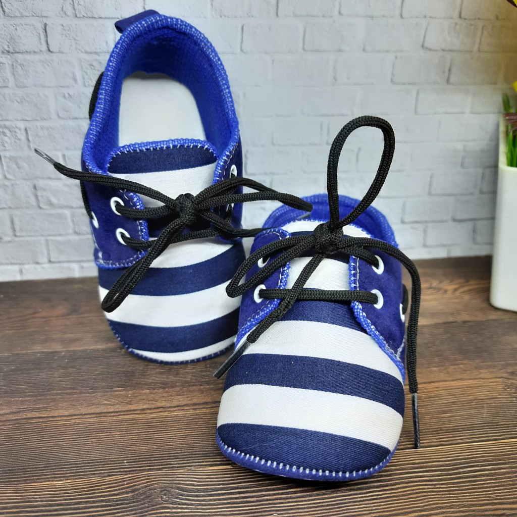 SEPATU PREWALKER BABY BAYI UNISEX MOTIF GARIS 0-12 BULAN GP12