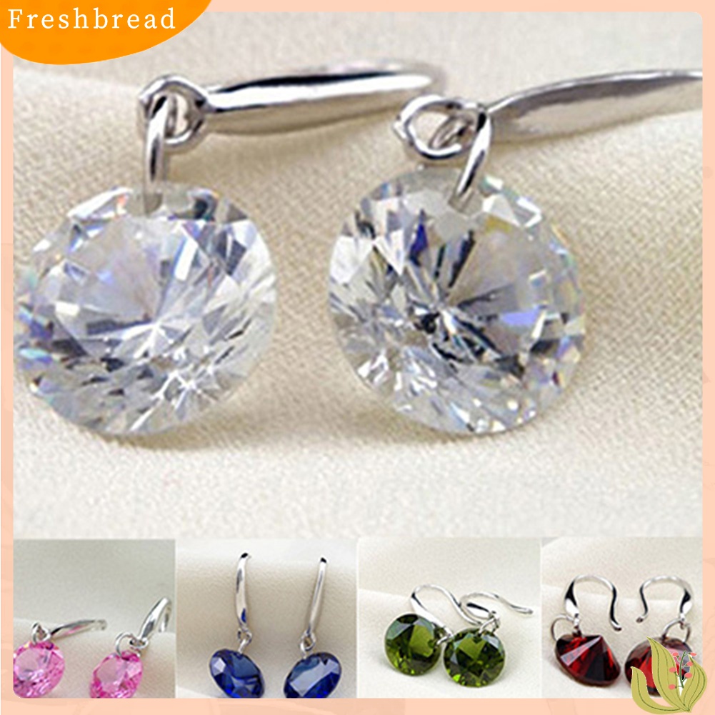 Terlaris Fashion Women's Silver Plated Hook Round Rhinestone Earrings Wedding Jewelry