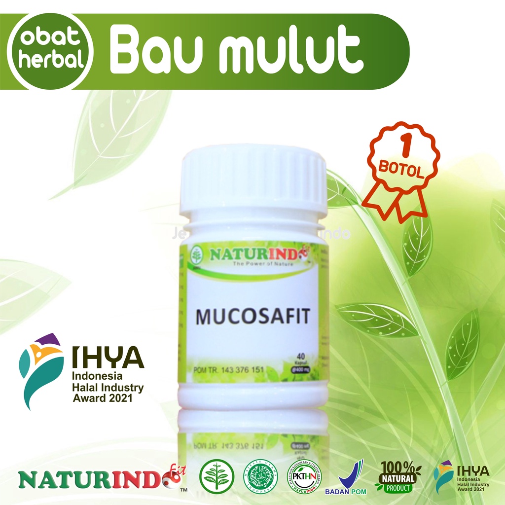 Obat Penghilang Bau Mulut Menahun Nafas Tidak Sedap Bau Sebab Gangguan Pencernaan Asam Lambung Maag Gerd Herbal Mucosafit Naturindo Bpom Halal Mui-Bau mulut