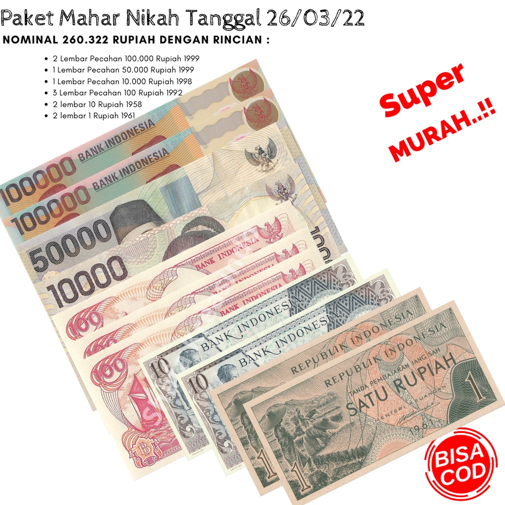 Uang Kuno Uang Mahar Uang Asli Paket Mahar Nikah 26/03/22 Paket Murah