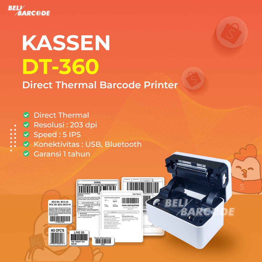 PRINTER BARCODE THERMAL 80mm KASSEN DT-360 | DT360 UNTUK OLSHOP