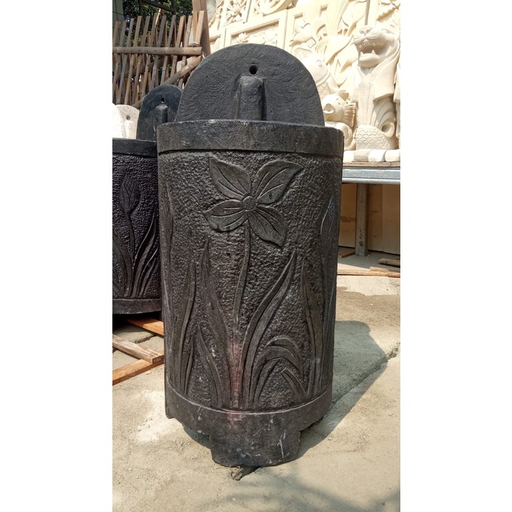 Batu Alam Washtafel Ukir Hitam