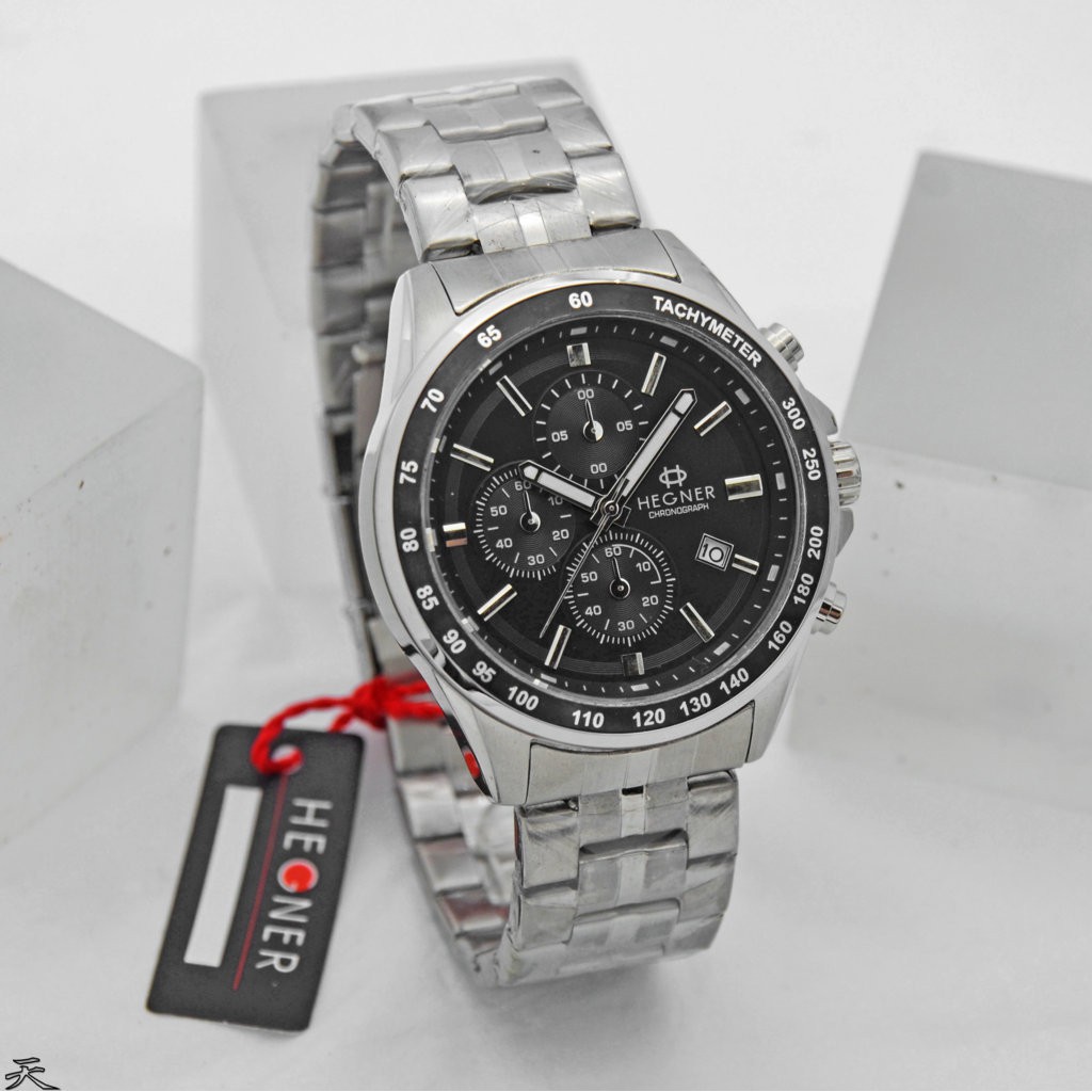 JAM TANGAN PRIA ORIGINAL HEGNER 436 CHRONOGRAPH STAINLESS