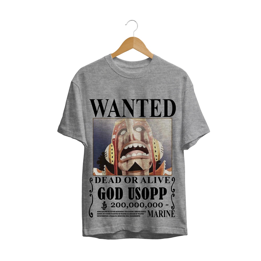 T-SHIRT BAJU ANIME ONE PIECE WANTED GOD USOP BOUNTY