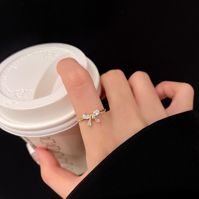 Cincin Model Terbuka Desain Kupu-Kupu Tiga Dimensi Bahan 925 silver Aksen Berlian Gaya Korea retro Untuk Wanita