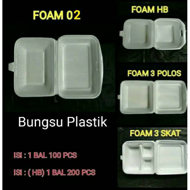 Sterofoam Bubur /Bakmi /Burger / Gabus Nasi / foam HB / TF2 , TF3 polos /TF3 Sekat
